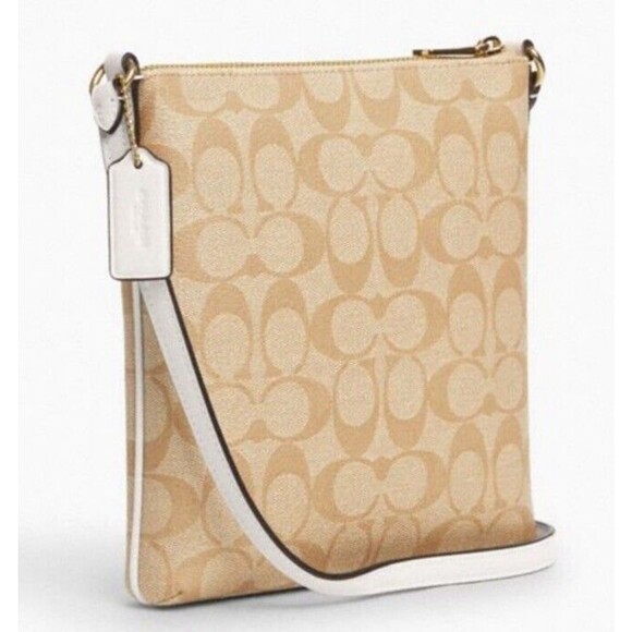 New Coach CS182 Mini Rowan File Bag Logo Signature Light Khaki / Chalk - Picture 2 of 4